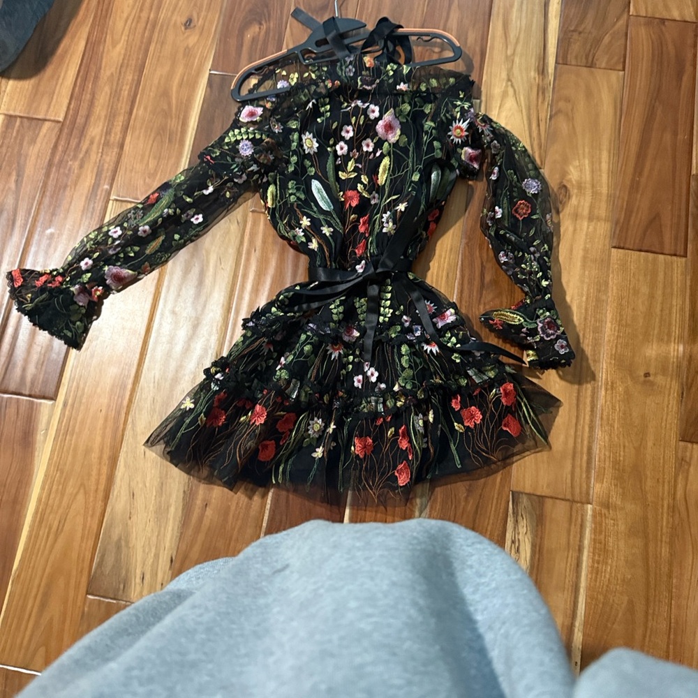 Alexis Black Floral Embroidered Dress